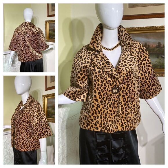 Apt.9 Leopard Print 50’s Style Teddy Jacket - Picture 1 of 16